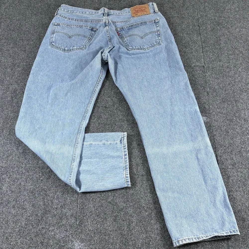 Vintage Y2K Levi's 501 Button Fly Jeans Fits 36x31 Red Tab Distressed Fade‎ Blue